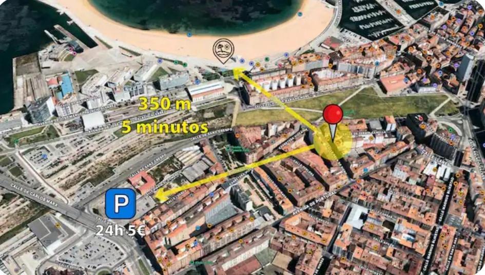 Apartament El Trasgu De Laviada A 300M Playa, Puerto, Acuario Gijón Zewnętrze zdjęcie